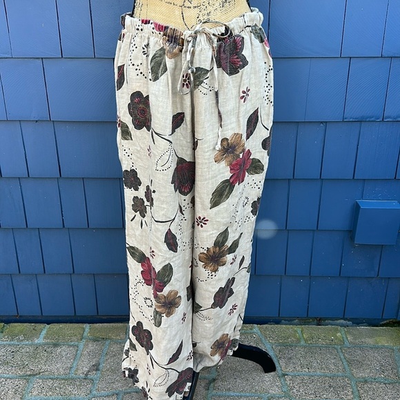 Hot Cotton Pants - 💚🤎💚Hot Cotton Marc Ware large linen pants flax floral